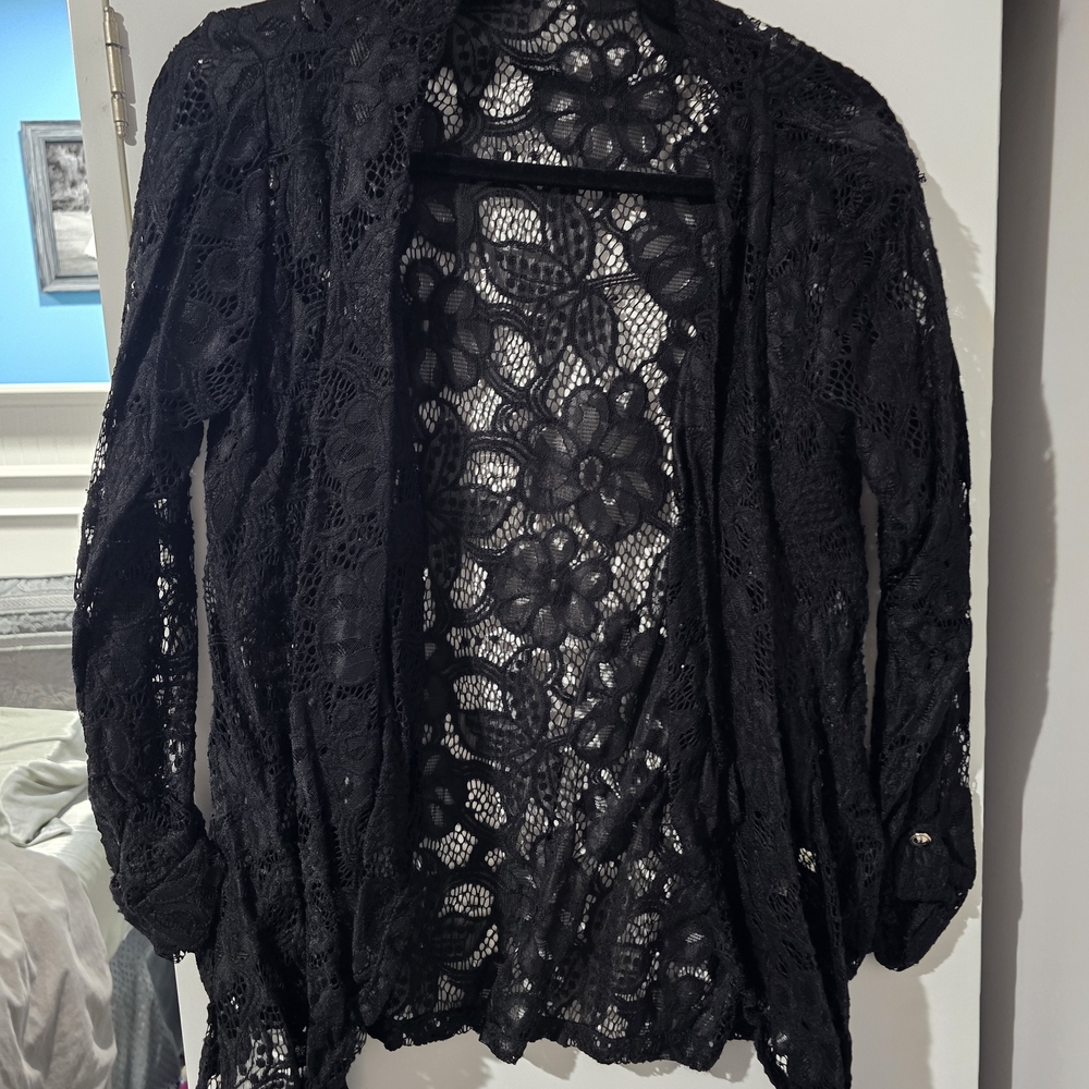 Elegant Black Lace Women's Sweater